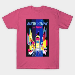 Remastered Fly TWA New York Travel Poster T-Shirt